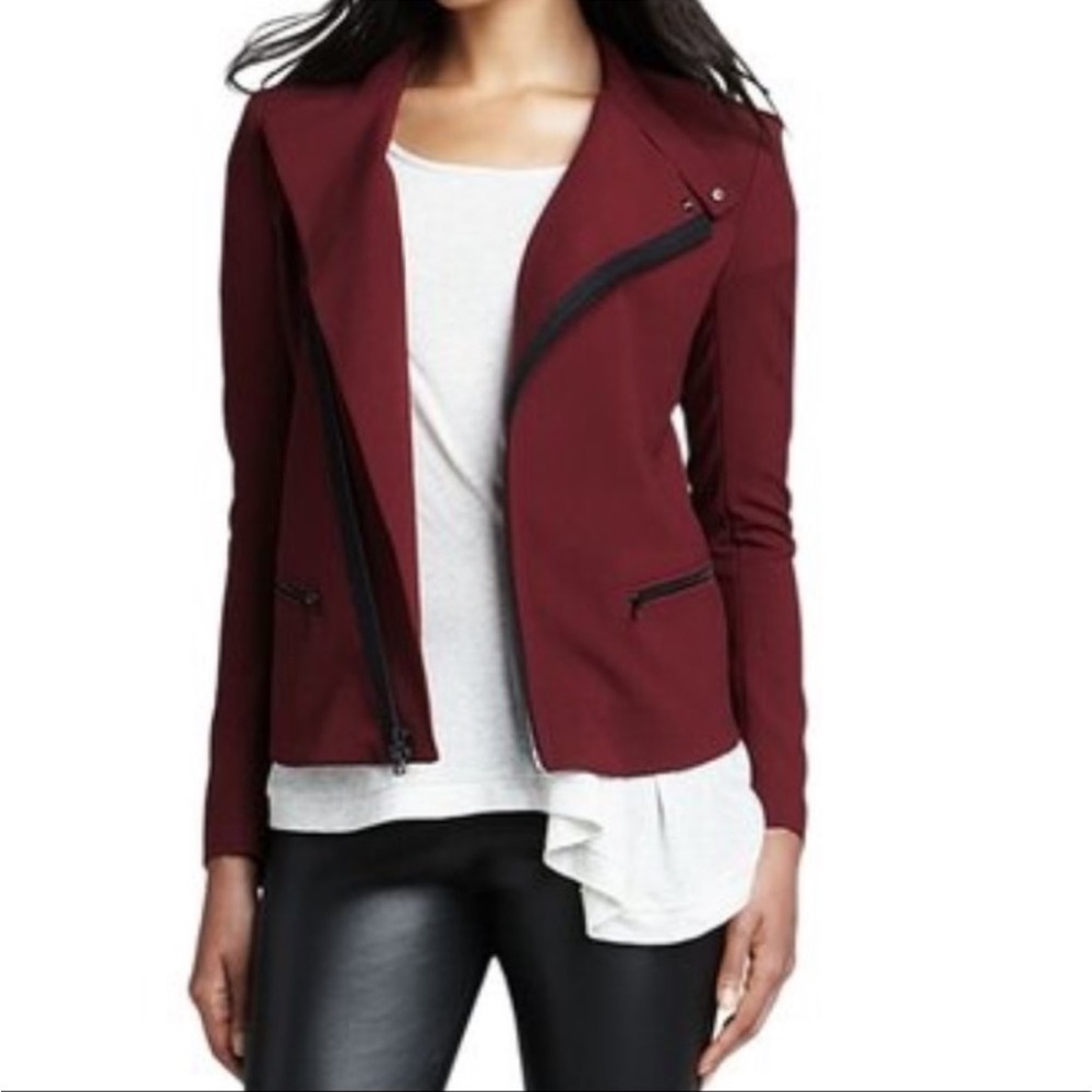 Elizabeth & James Burgundy/Red Charlotte Marsala Moto Jacket Size 0